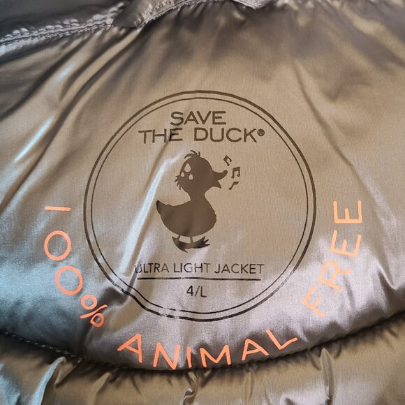 SAVE THE DUCK Silver Kimia Diamond Quilt Jacket - Size Large NWT - Picture 6 of 13